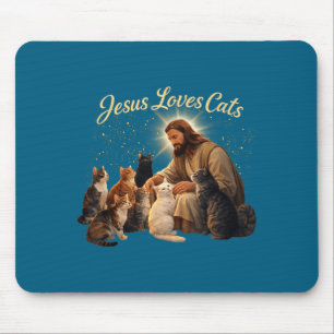 Alfombrilla De Ratón Jesús Ama Gatos Cristiano Amante de Gatos Jesús Ab