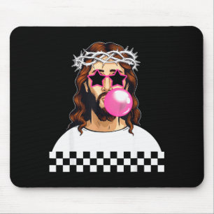 Alfombrilla De Ratón Jesús Divertido Soplando Chicle Y Usando Gafas De 