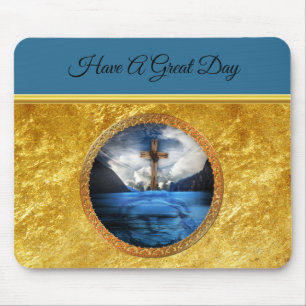 Alfombrilla De Ratón Jesús en el mar con cruz de madera y Relieve meta