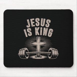 Alfombrilla De Ratón Jesús Es El Rey Barbell Cruza Gracioso Trabajo Cri