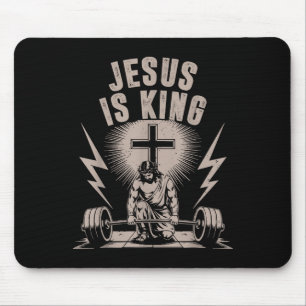 Alfombrilla De Ratón Jesús Es El Rey Barbell Cruza Gracioso Trabajo Cri