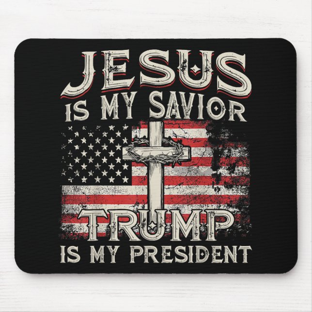 Alfombrilla De Ratón Jesús Es Mi Salvador Trump Es Mi Presidente Estado (Frente)