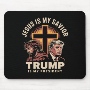 Alfombrilla De Ratón Jesús es mi salvador Trump es mi presidente Religi
