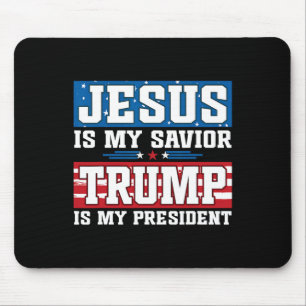 Alfombrilla De Ratón Jesús es mi salvador Trump es mi presidente Trump 