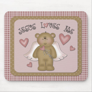 Alfombrilla De Ratón Jesús me ama ángel Mousepad del oso de peluche