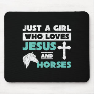 Alfombrilla De Ratón Jesús Orar Chicas de los caballos Lover Mujeres Ca