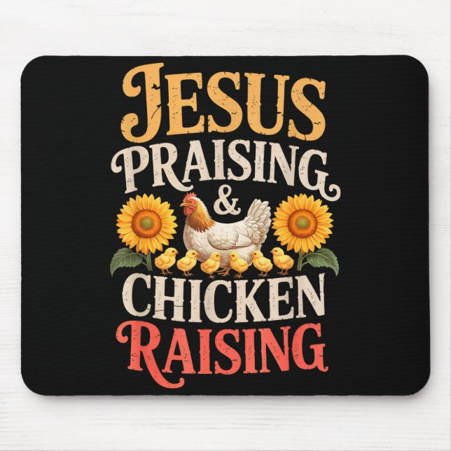 Alfombrilla De Ratón Jesus Praising &amp; Chicken Raising Funny Faith F (Frente)
