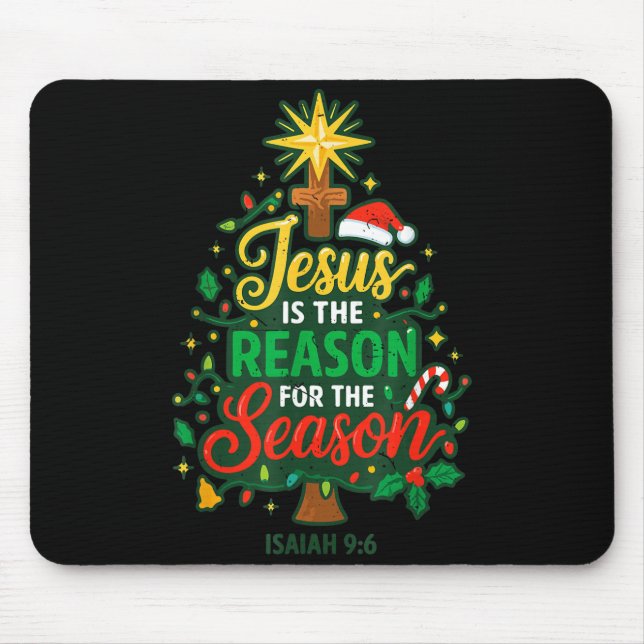 Alfombrilla De Ratón Jesus Reason Season Christian Christmas Family Pjs (Frente)