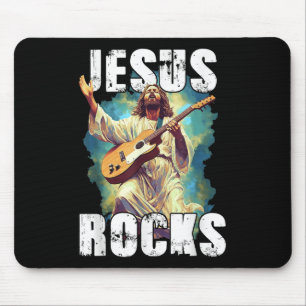 Alfombrilla De Ratón Jesús roca con guitarra - Divertido cristiano roca