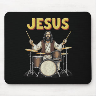 Alfombrilla De Ratón Jesús Rockea Música Funny Diseño de Drummer Cristi