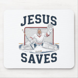 Alfombrilla De Ratón Jesús salva al equipo de jugadores de hockey Dios