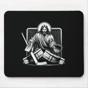 Alfombrilla De Ratón Jesús salva al portero de hockey cristiano