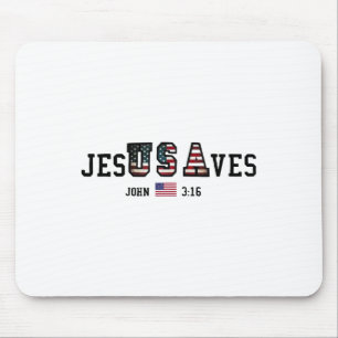 Alfombrilla De Ratón Jesús salva Jesús salva bandera americana Patrióti