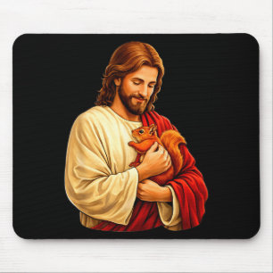 Alfombrilla De Ratón Jesús sosteniendo ardilla cristiano