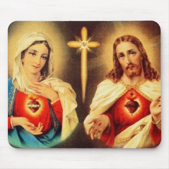 Alfombrilla De Ratón Jesús y María Corazón Sagrado (Frente)