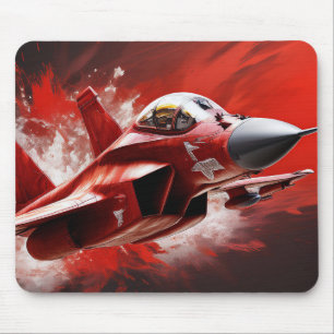 Alfombrilla De Ratón Jet de combate moderno con rojo y blanco audaz