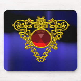 ALFOMBRILLA DE RATÓN JEWEL DE CORAZÓN CÉLTICO ORO CON GEMSTONE DE RUBY 