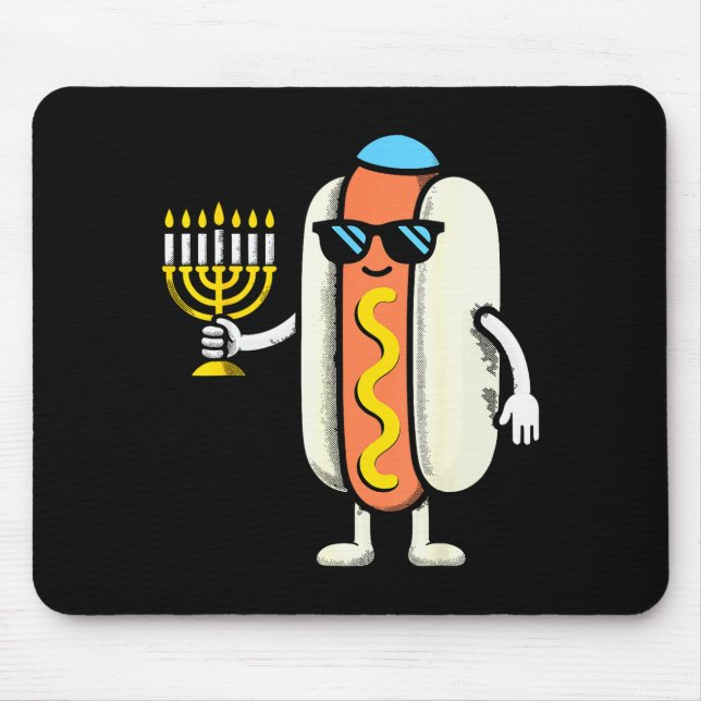 Alfombrilla De Ratón Jewish Pjs Hotdog Funny Food Hanukkah Pajamas Chan (Frente)