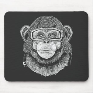 Alfombrilla De Ratón Jinete de la motocicleta del chimpancé