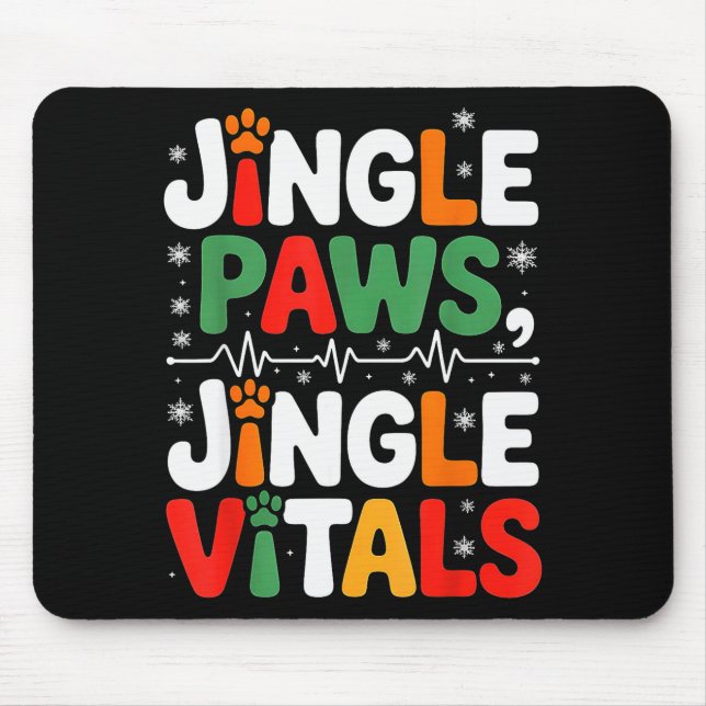 Alfombrilla De Ratón Jingle Paws Jingle Vitals Funny Vet Nurse Xmas  (Frente)