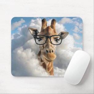 Alfombrilla De Ratón Jirafa con gafas en nube