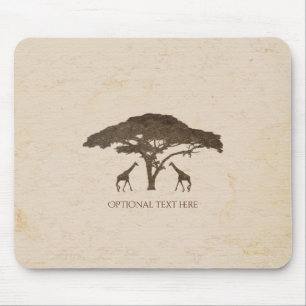 Alfombrilla De Ratón Jirafas del Safari Africano & Árbol Computadora Vi