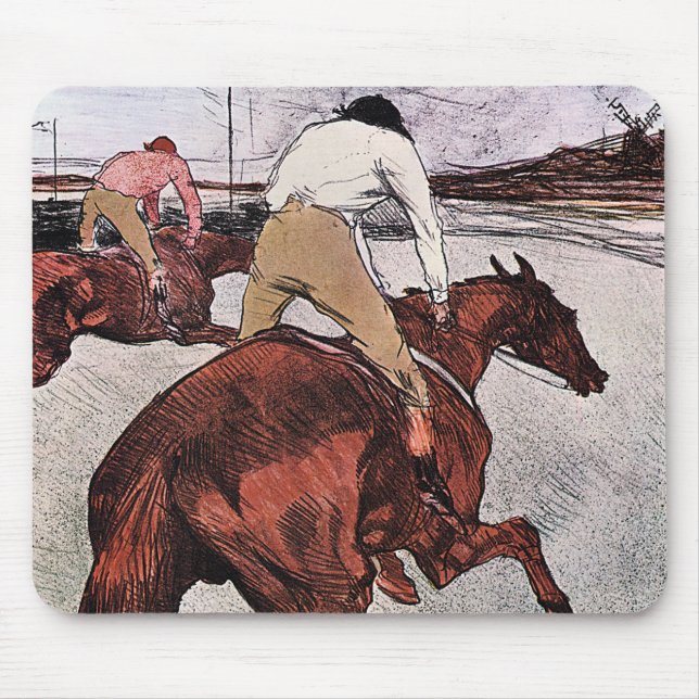 Alfombrilla De Ratón Jockey y caballo de carreras, Lautrec (Frente)
