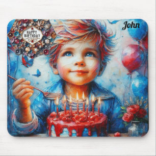 Alfombrilla De Ratón JOHN ~ Comer pastel ~ Saludos de cumpleaños ~