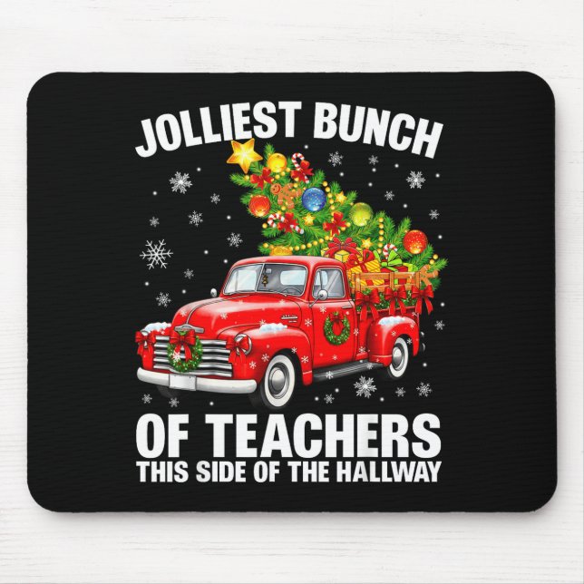 Alfombrilla De Ratón Jolliest Bunch Of Teacher Red Truck Christmas Xmas (Frente)