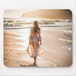 Alfombrilla De Ratón Joven caminando por la playa