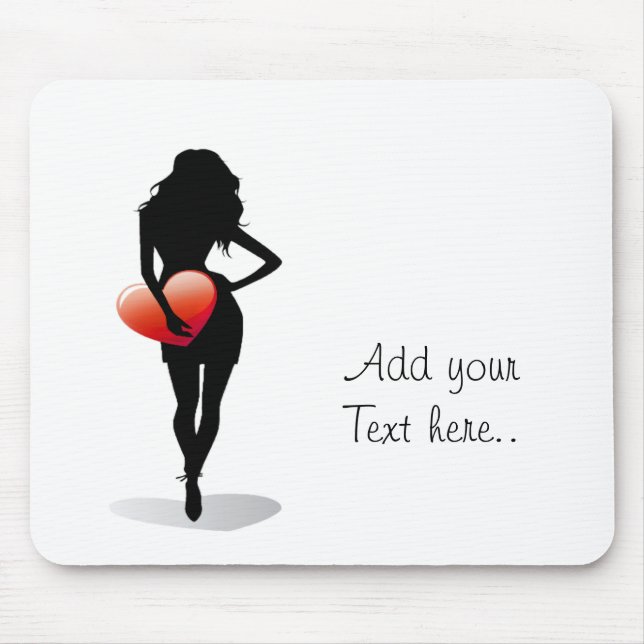 Alfombrilla De Ratón Joven Chica con corazón (Frente)