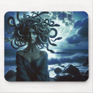 Alfombrilla De Ratón Joven hermosa Medusa por la Luna y el Océano