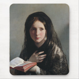 Alfombrilla De Ratón Joven perdida en sueños (leyendo un libro)