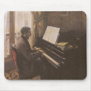Alfombrilla De Ratón Joven tocando el piano de Gustave Caillebotte