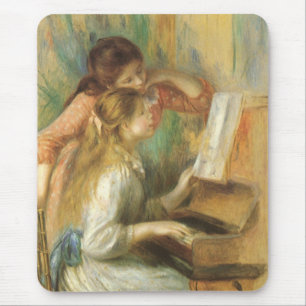 Alfombrilla De Ratón Jóvenes Chicas en Piano por Pierre Renoir