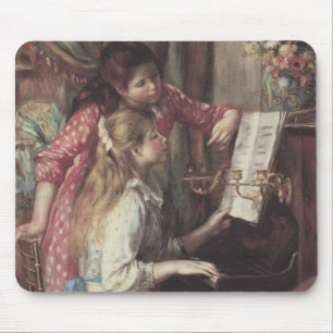 Alfombrilla De Ratón Jóvenes muchachas en el piano de Pierre Renoir