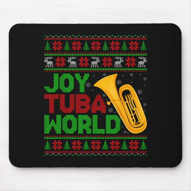 Alfombrilla De Ratón Joy Tuba World Music Lover Xmas Tuba Ugly Christma (Frente)