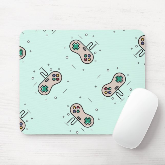 Alfombrilla De Ratón joystick de juego gris en azul (Con ratón)