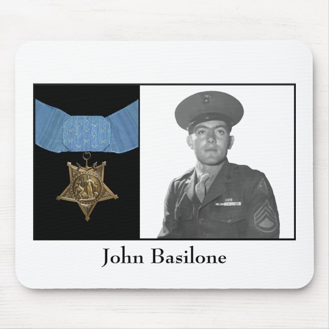 Alfombrilla De Ratón Juan Basilone y la medalla de honor (Frente)
