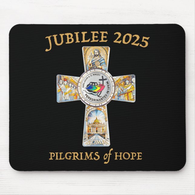 Alfombrilla De Ratón Jubilee 2025 Catholic Christian Lgrims Cross Jesus (Frente)
