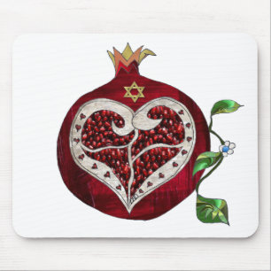 Alfombrilla De Ratón Judaica Pomegranate Heart Hanukkah Rosh Hashanah
