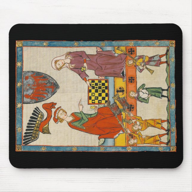 Alfombrilla De Ratón Juego de Ajedrez Códice Manesse siglo XIV (Frente)