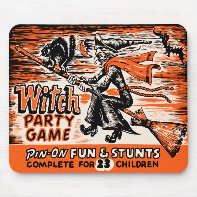 Alfombrilla De Ratón Juego de Fiesta de brujas de Vintage (Frente)