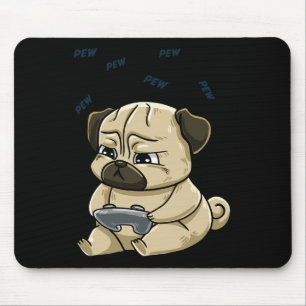 Alfombrilla De Ratón Juego de Gamepad Pug Pew Cute Hob 