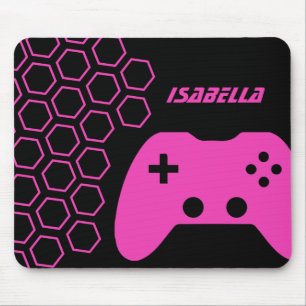 Alfombrilla De Ratón Juego Hot Pink y Black Modered Name (Nombre person