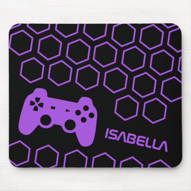 Alfombrilla De Ratón Juego Hot Purple Gaming Nombre personalizado (Frente)