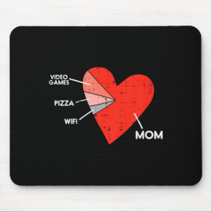 Alfombrilla De Ratón Juegos de Video para Niños Pizza Wifi Mamá Corazón
