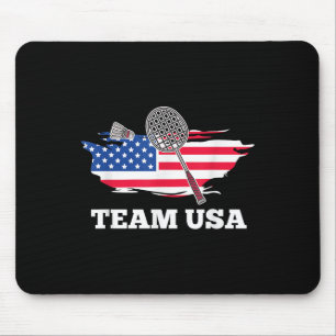Alfombrilla De Ratón Jugador Americano Usa Equipo Raqueta Bádminton 