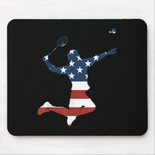 Alfombrilla De Ratón Jugador de bádminton Ropa Bandera Americana Bádmin