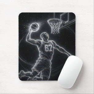 Alfombrilla De Ratón Jugador de baloncesto de neón número 67